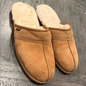 UGG Tan Suede Slip-On Loafers with Sheepskin Lining